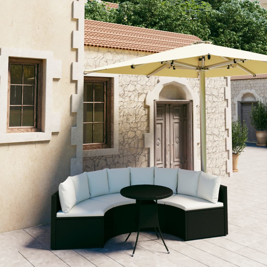 5-delige Loungeset met kussens poly rattan zwart is nu te koop bij PeponiXL, paradijselijk wonen!