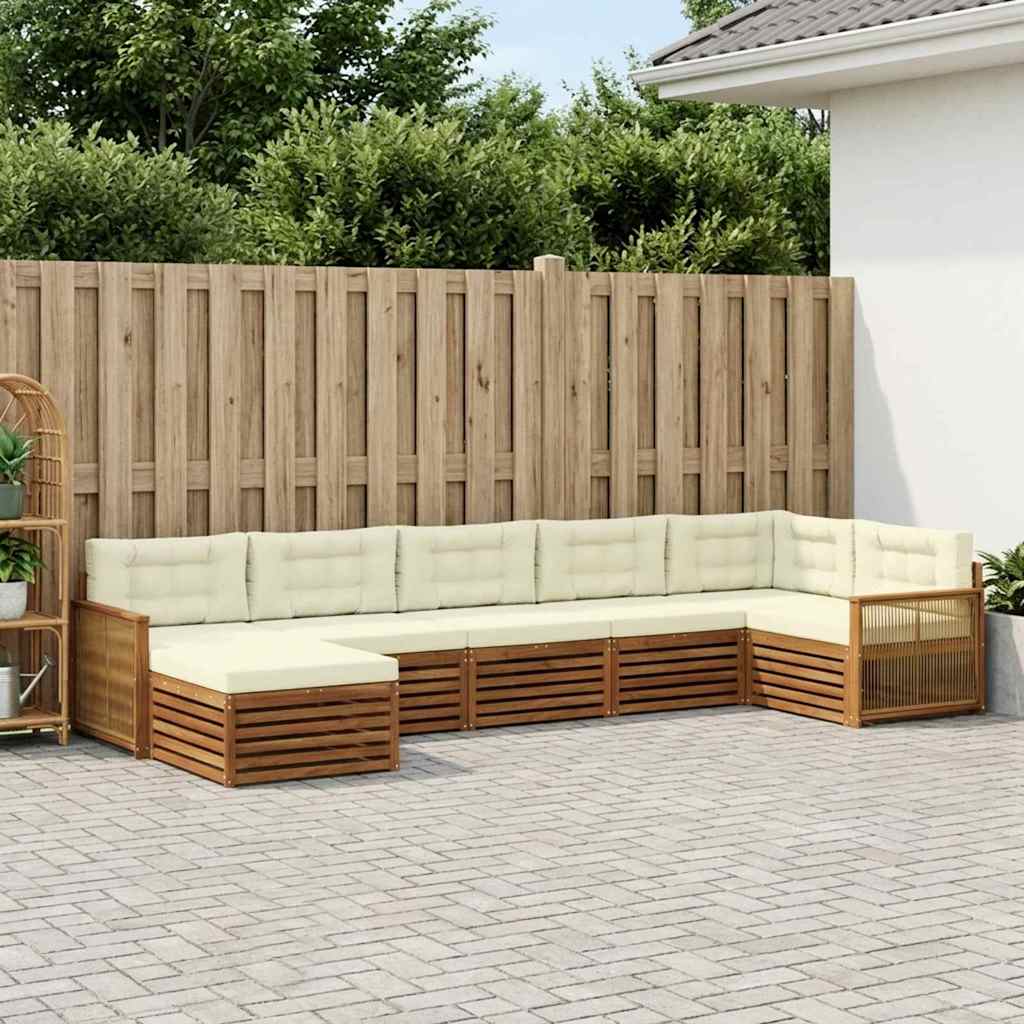 Buiten bankenset met kussen 7 pcs Natuurlijk en Crème is nu te koop bij PeponiXL, paradijselijk wonen!
