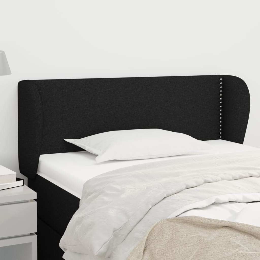 Hoofdbord met randen 103x23x78/88 cm stof zwart is nu te koop bij PeponiXL, paradijselijk wonen!