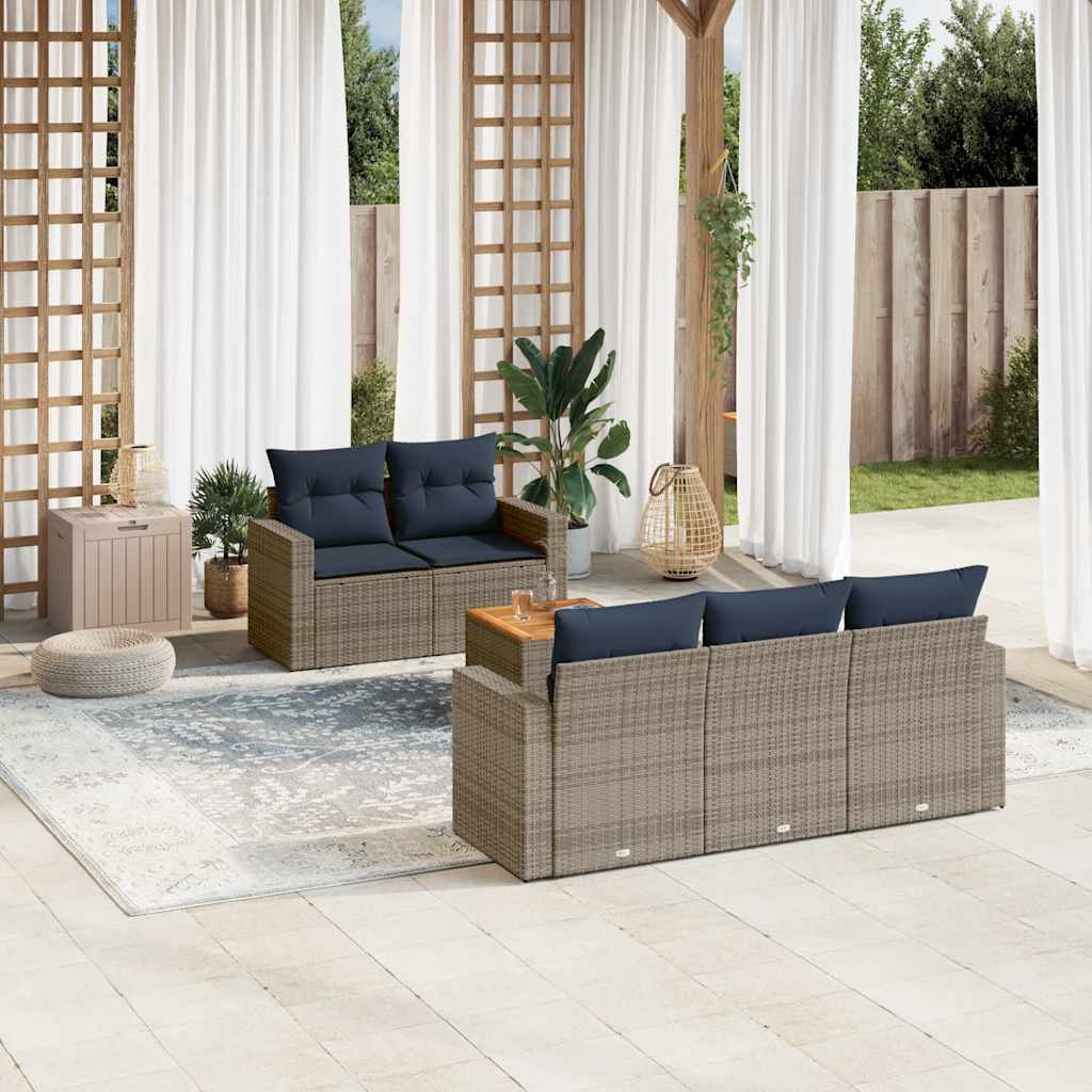 6-delige Loungeset met kussens poly rattan grijs is nu te koop bij PeponiXL, paradijselijk wonen!
