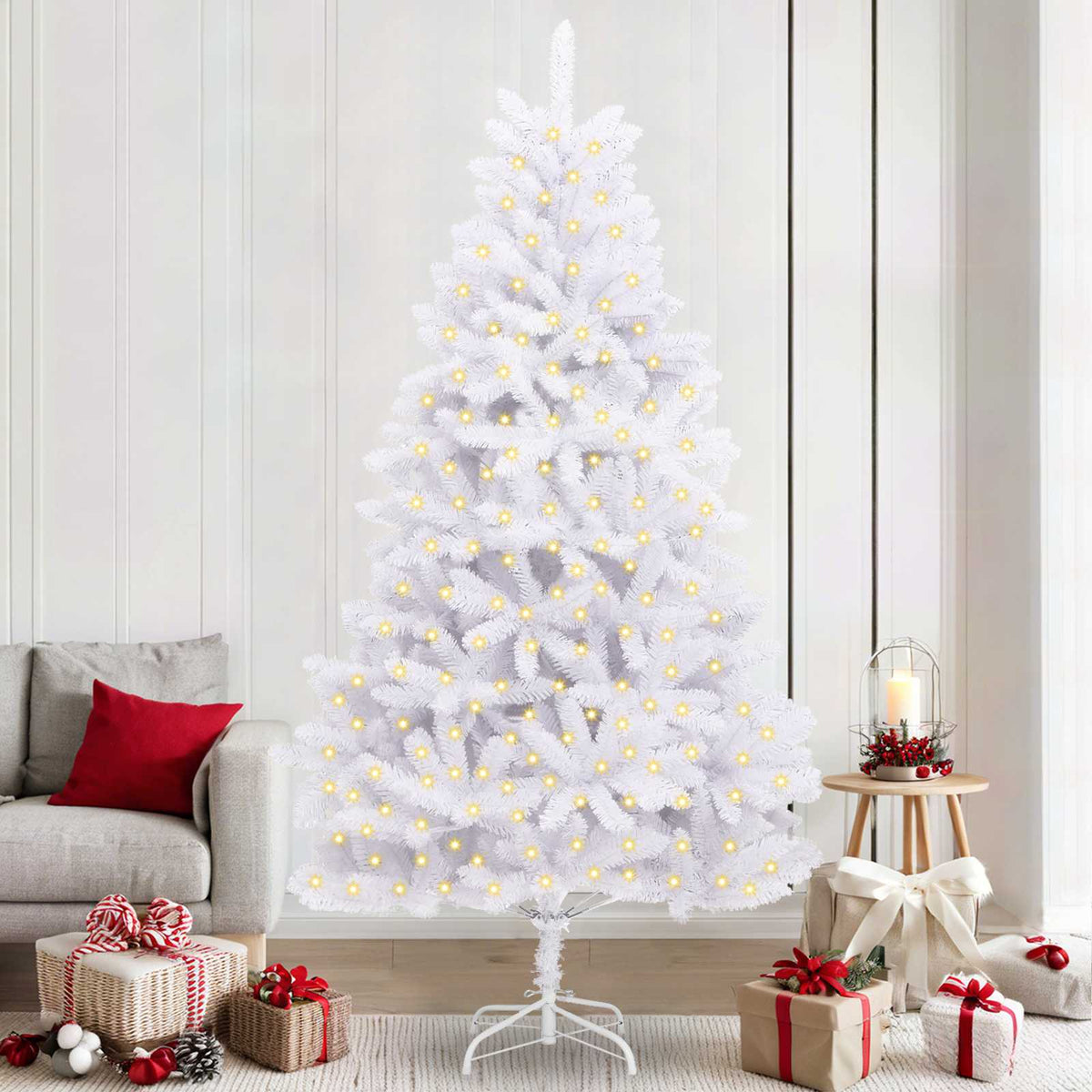 Kunstkerstboom met 300 LED Wit 240 cm PVC en Metaal is nu te koop bij PeponiXL, paradijselijk wonen!