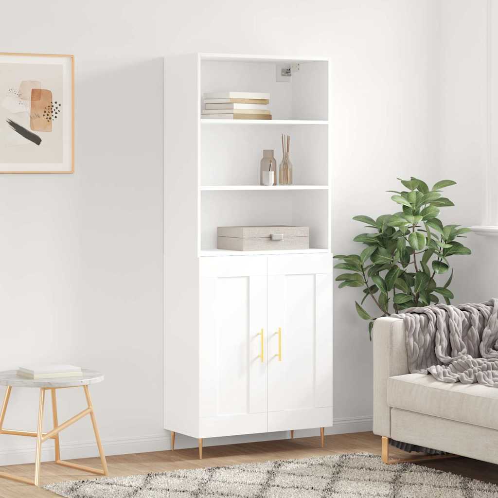 Hoge kast 69,5x34x180 cm bewerkt hout wit is nu te koop bij PeponiXL, paradijselijk wonen!