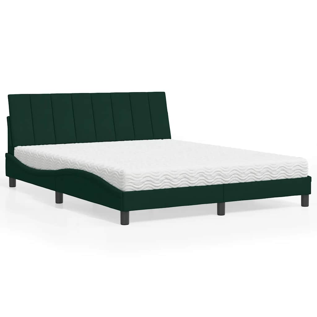 Bed met matras "Hanko" fluweel donkergroen 160x200 cm is nu te koop bij PeponiXL, paradijselijk wonen!