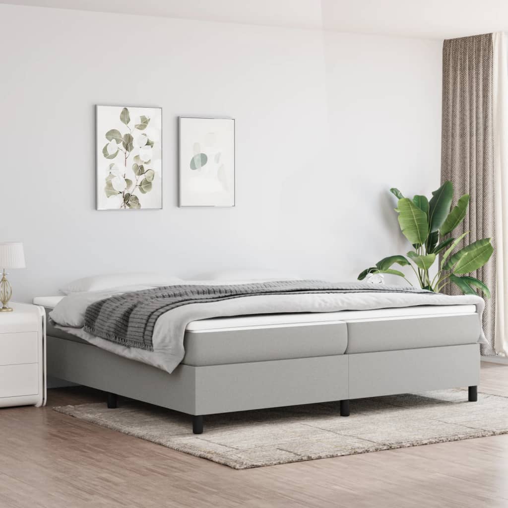 Boxspring met matras stof lichtgrijs 200x200 cm is nu te koop bij PeponiXL, paradijselijk wonen!