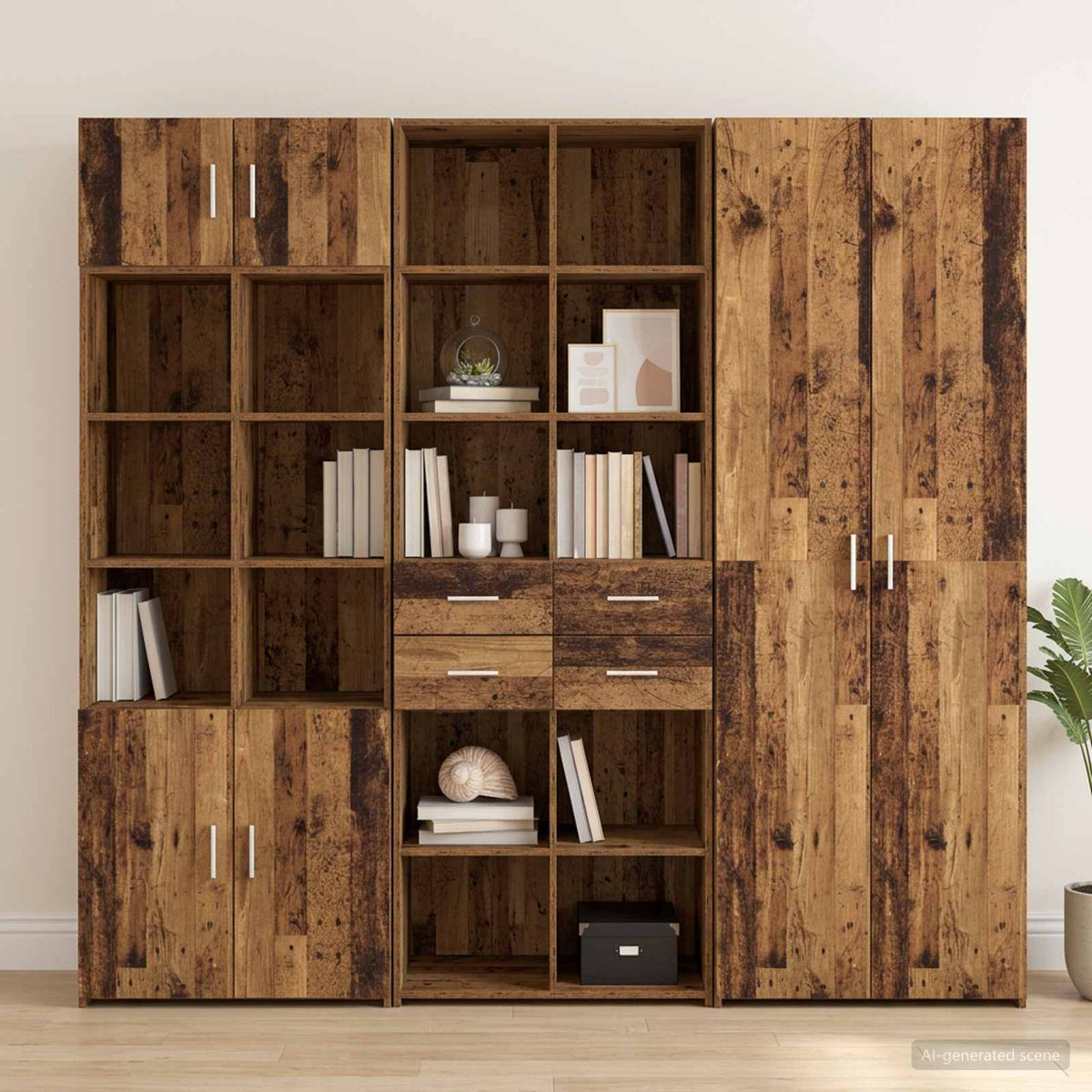 Boekenkast Oud hout 30 x 42.4 x 185.2 cm is nu te koop bij PeponiXL, paradijselijk wonen!