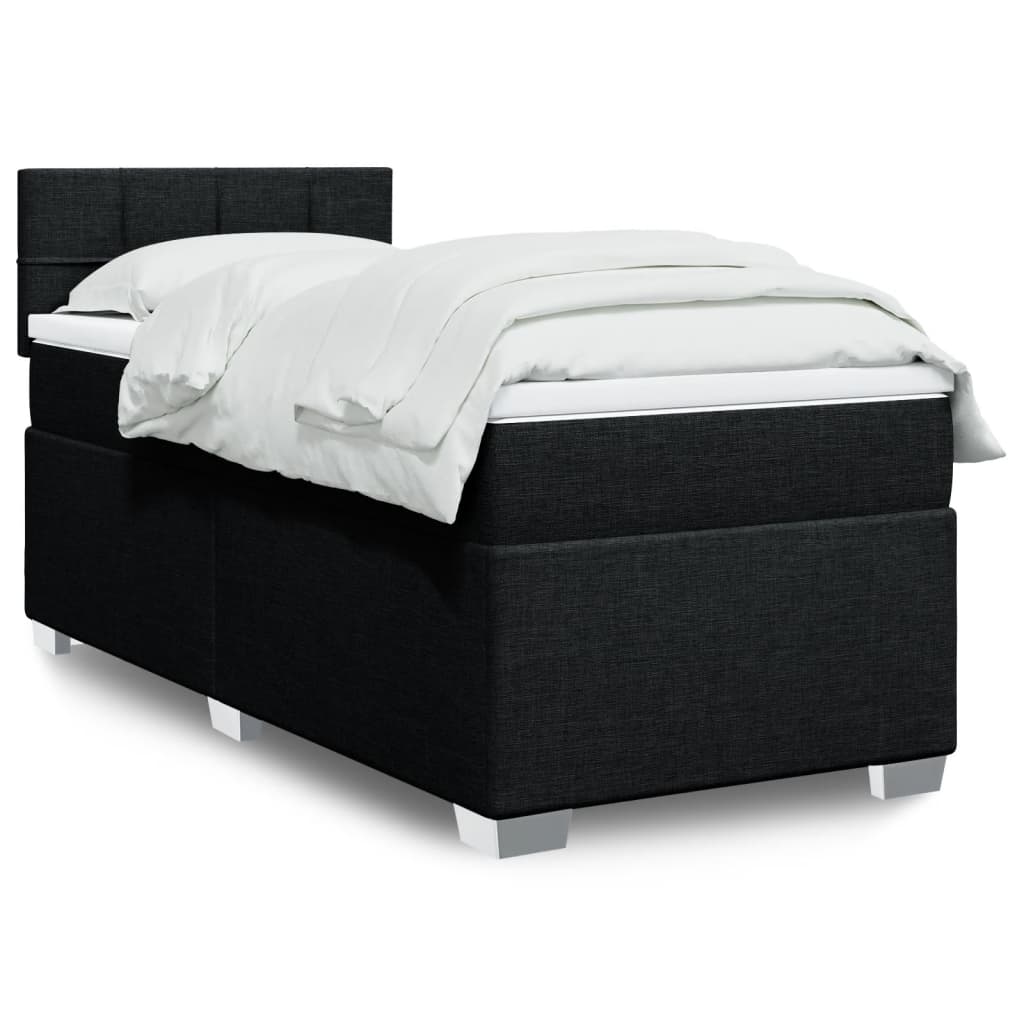 Boxspring met matras stof zwart 90x190 cm is nu te koop bij PeponiXL, paradijselijk wonen!