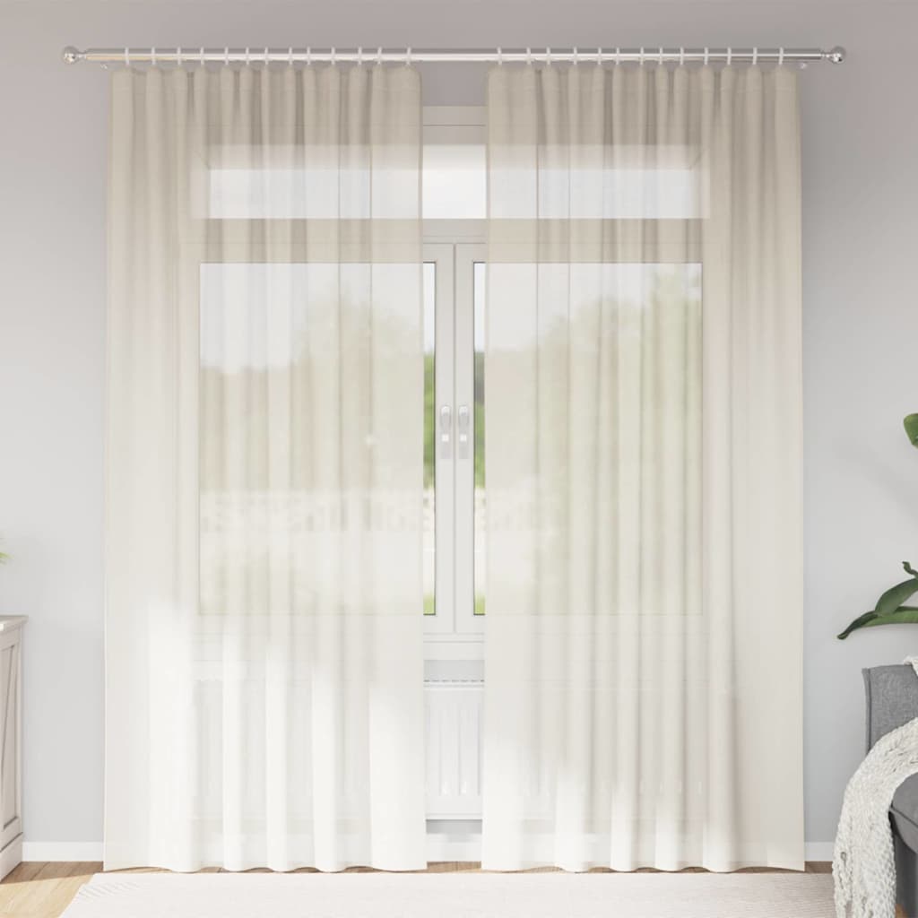 Gordijnen voile met roedezakken 2 st crèmekleurig is nu te koop bij PeponiXL, paradijselijk wonen!