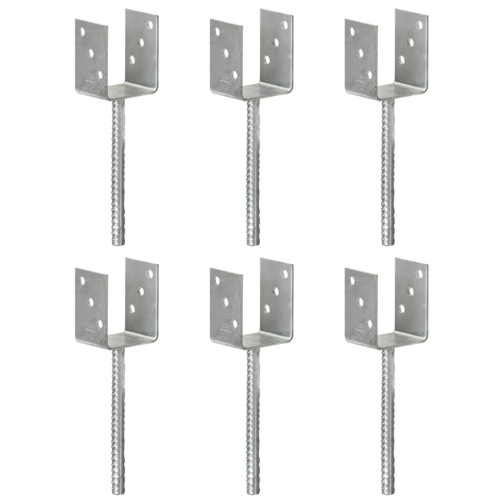 Grondankers 6 st 8x6x30 cm gegalvaniseerd staal zilverkleurig is nu te koop bij PeponiXL, paradijselijk wonen!