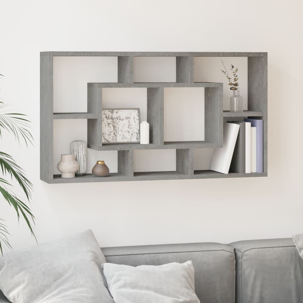 Wandschap 8 vakken betongrijs is nu te koop bij PeponiXL, paradijselijk wonen!