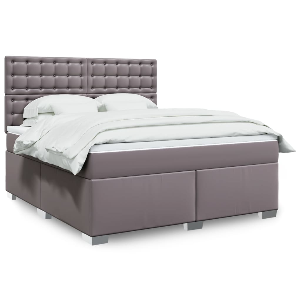 Boxspring met matras kunstleer grijs 180x200 cm is nu te koop bij PeponiXL, paradijselijk wonen!