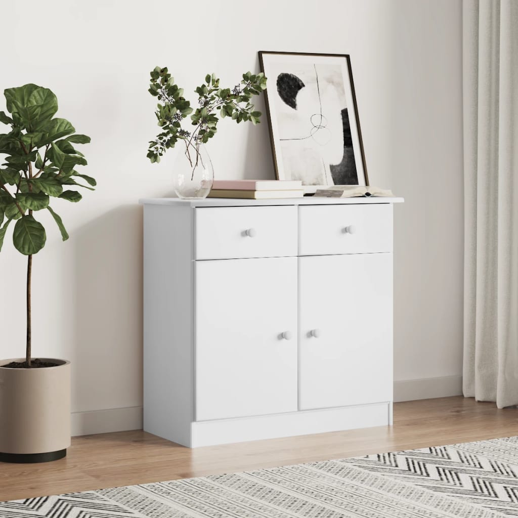 Dressoir ALTA 77x35x73 cm massief grenenhout wit is nu te koop bij PeponiXL, paradijselijk wonen!