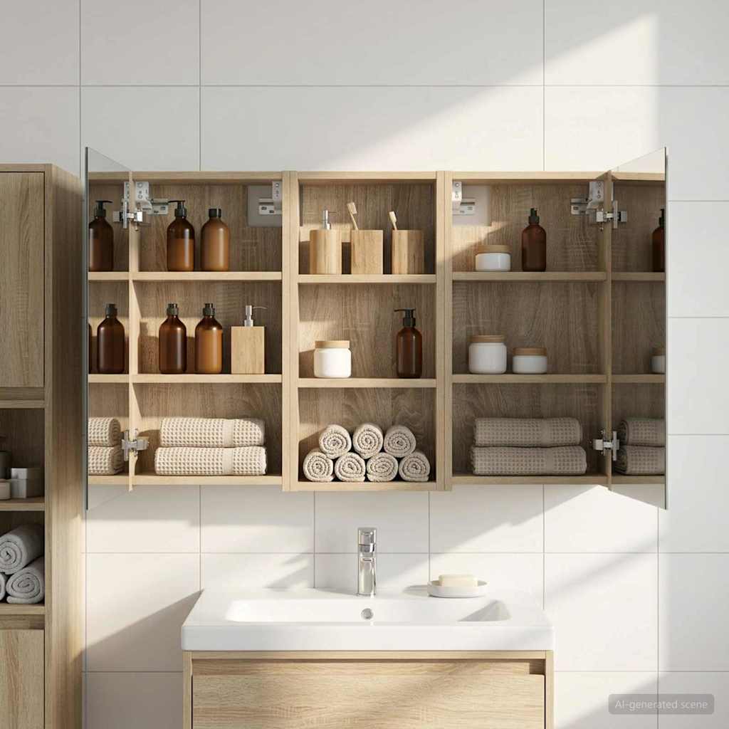 Badkamerkastenset 3 st 110 x 10,5 x 60,5 cm Bewerkt hout is nu te koop bij PeponiXL, paradijselijk wonen!
