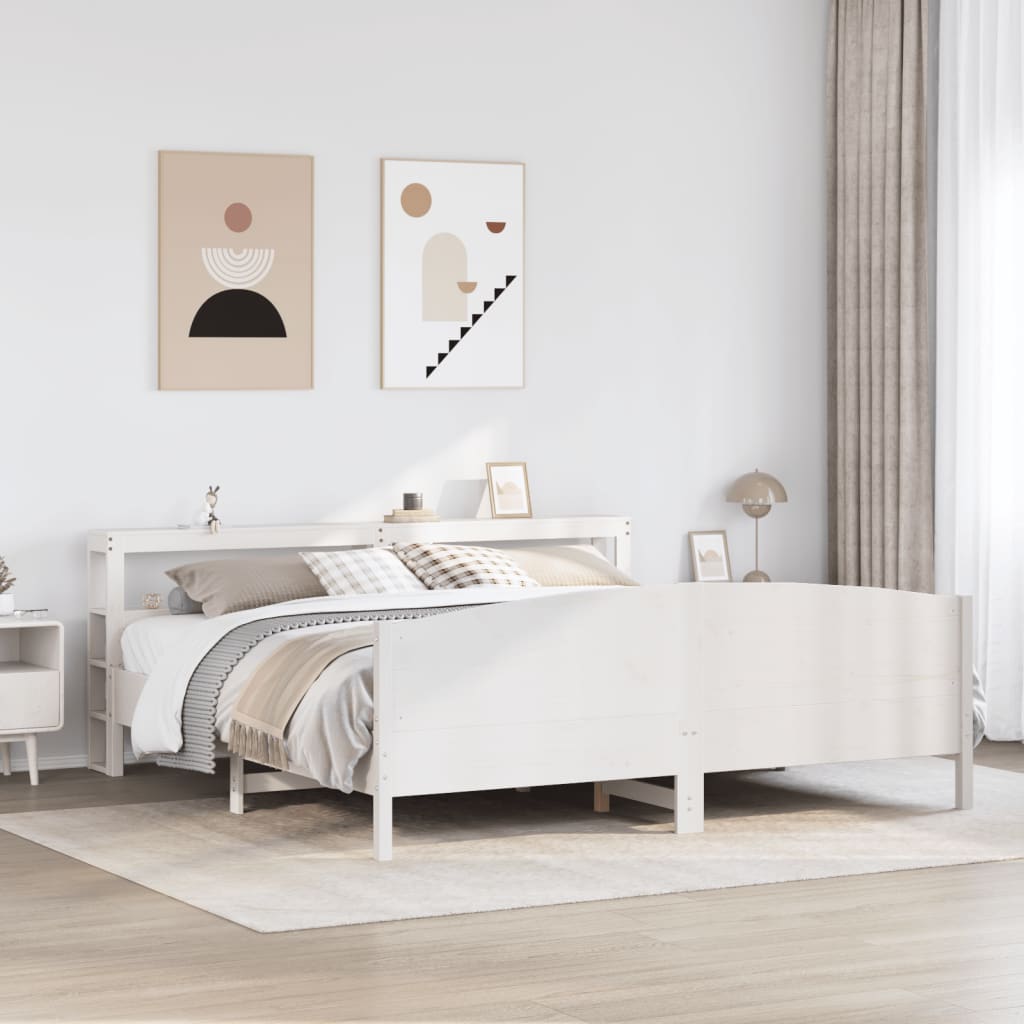 Bedframe zonder matras massief grenenhout wit 200x200 cm is nu te koop bij PeponiXL, paradijselijk wonen!