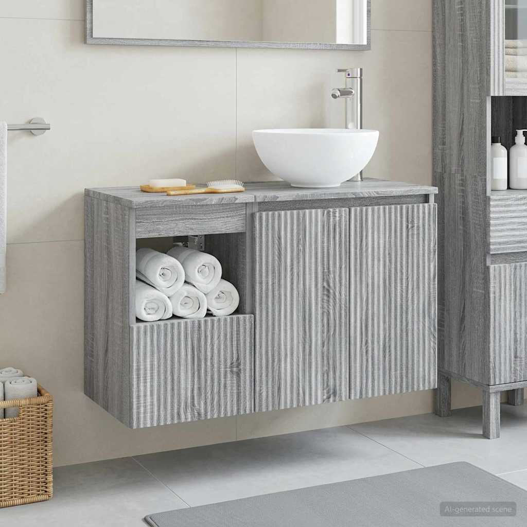 Badkamermeubelset 2 st Grijs Sonoma Bewerkt hout is nu te koop bij PeponiXL, paradijselijk wonen!