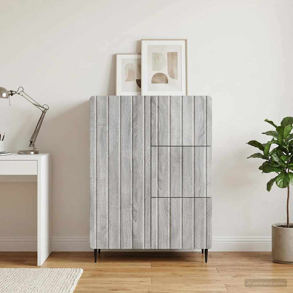 Dressoir met lade Grijs sonoma 66 x 34,5 x 91,5 cm Bewerkt hout is nu te koop bij PeponiXL, paradijselijk wonen!