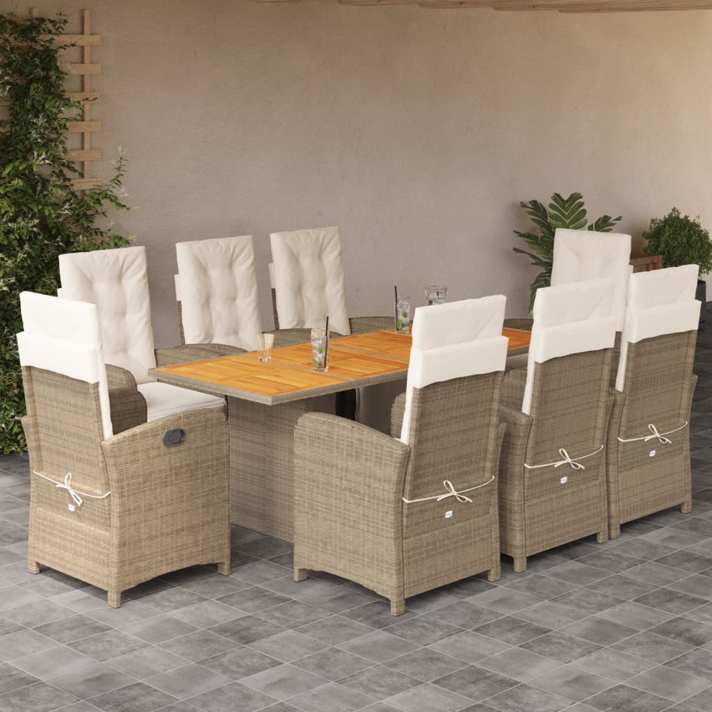 9-delige Tuinset met kussens poly rattan beige is nu te koop bij PeponiXL, paradijselijk wonen!