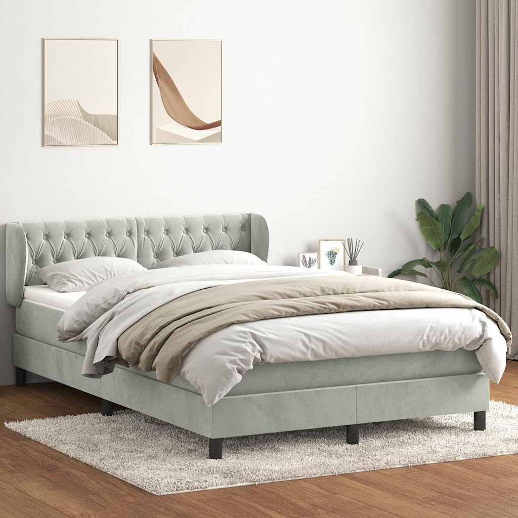 Boxspring met matras fluweel lichtgrijs 160x210 cm is nu te koop bij PeponiXL, paradijselijk wonen!