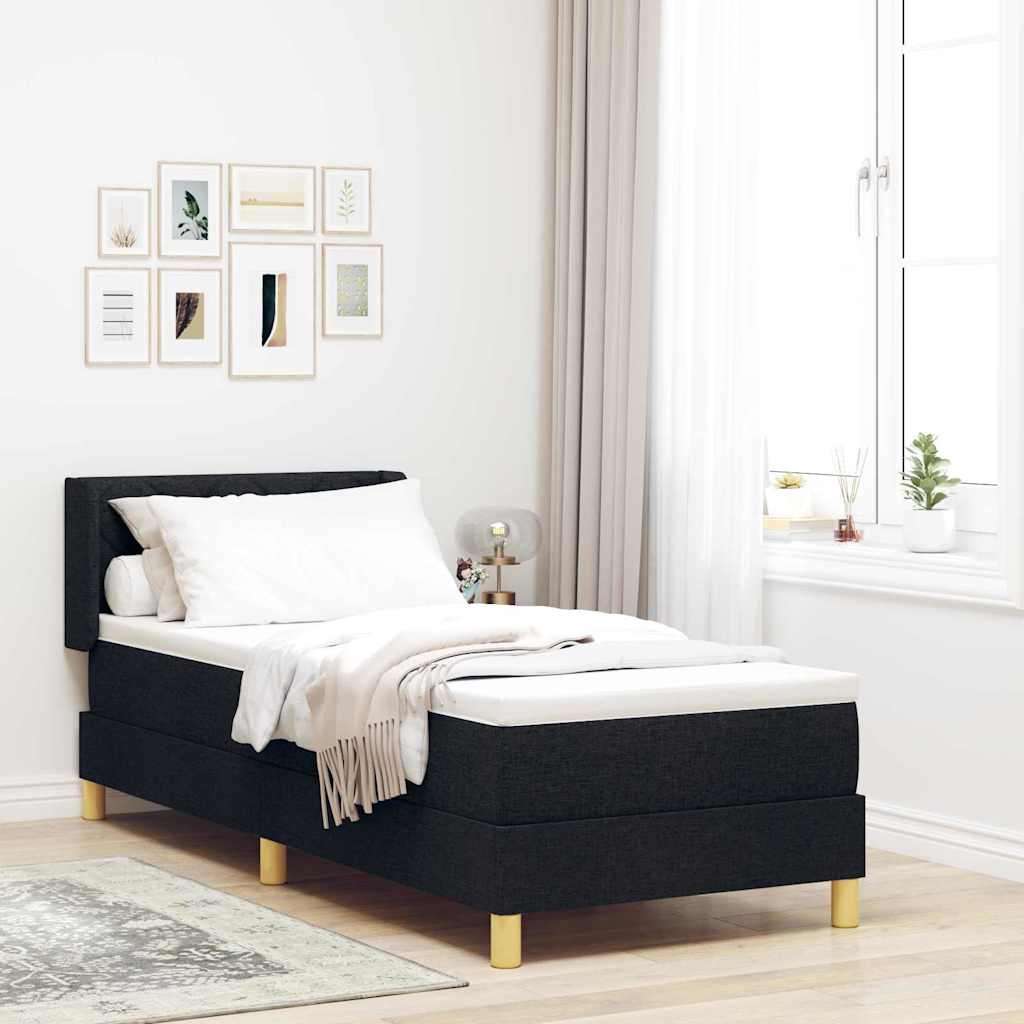 Boxspringbed met matras met hoofdeinde Zwart 200 x 80 cm Stof is nu te koop bij PeponiXL, paradijselijk wonen!