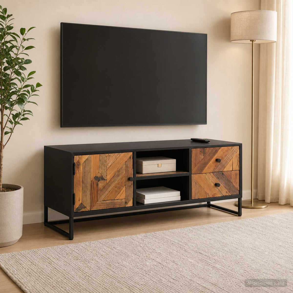 TV-kast met lade met opslag met de deur 105 x 30 x 40 cm is nu te koop bij PeponiXL, paradijselijk wonen!