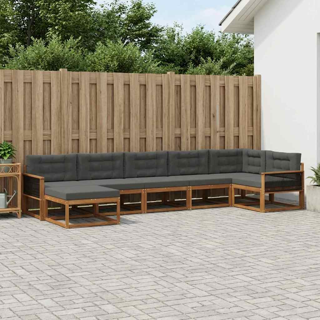 Buiten bankenset met kussen 7 pcs Natuurlijk en Antraciet is nu te koop bij PeponiXL, paradijselijk wonen!