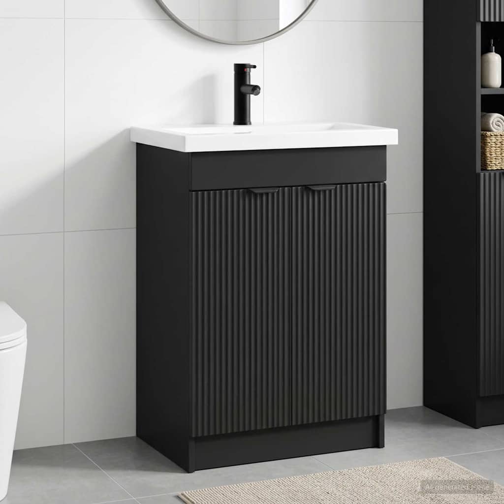 Badkamermeubelset Zwart 78,5 x 37,5 x 81 cm Bewerkt hout is nu te koop bij PeponiXL, paradijselijk wonen!