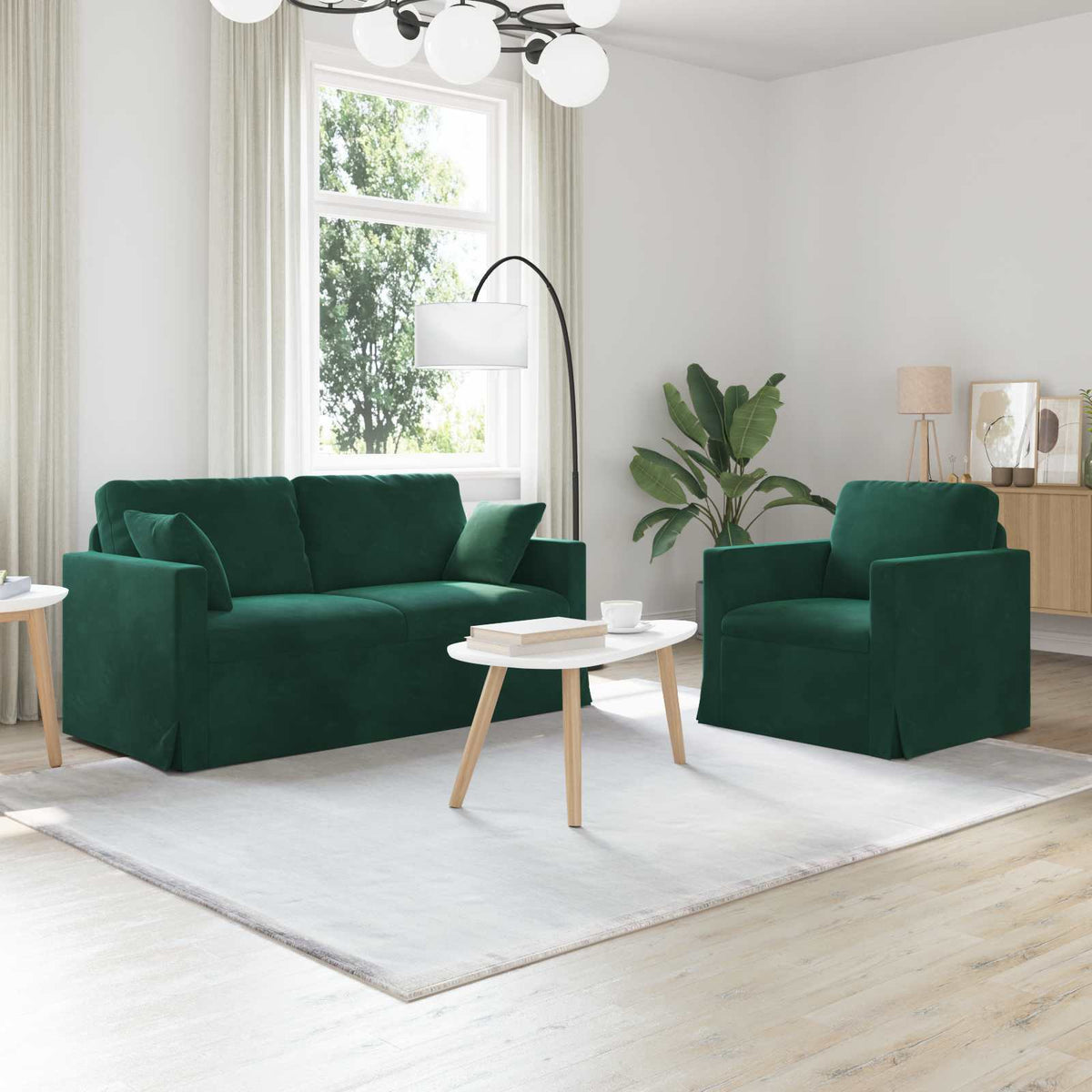 Bankstel 2 pcs Donkergroen 158 x 78 x 80 cm Fluweel is nu te koop bij PeponiXL, paradijselijk wonen!