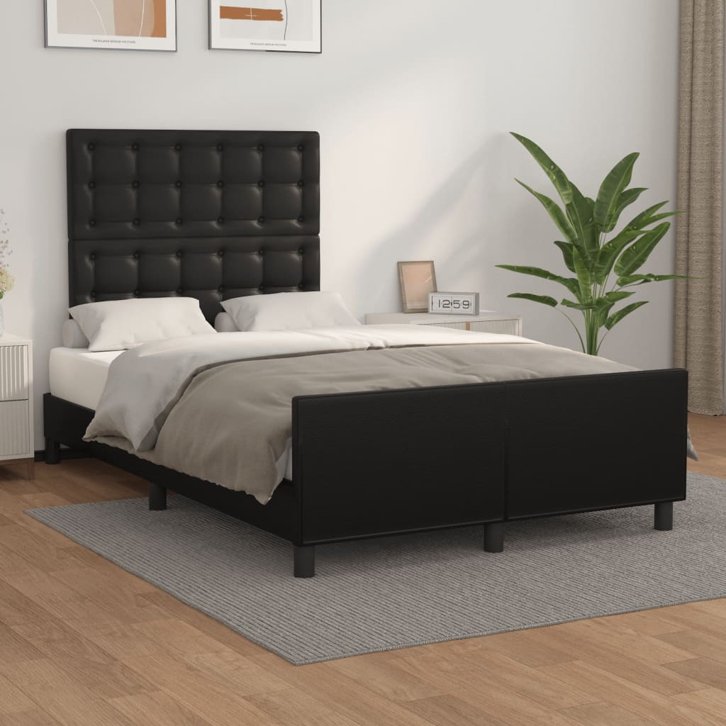 Bedframe zonder matras 120x190 cm kunstleer zwart is nu te koop bij PeponiXL, paradijselijk wonen!