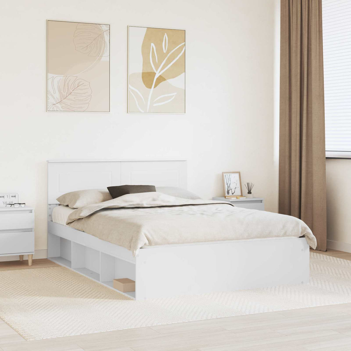 Bedframe met hoofdeinde Wit 140 x 190 cm Bewerkt hout is nu te koop bij PeponiXL, paradijselijk wonen!