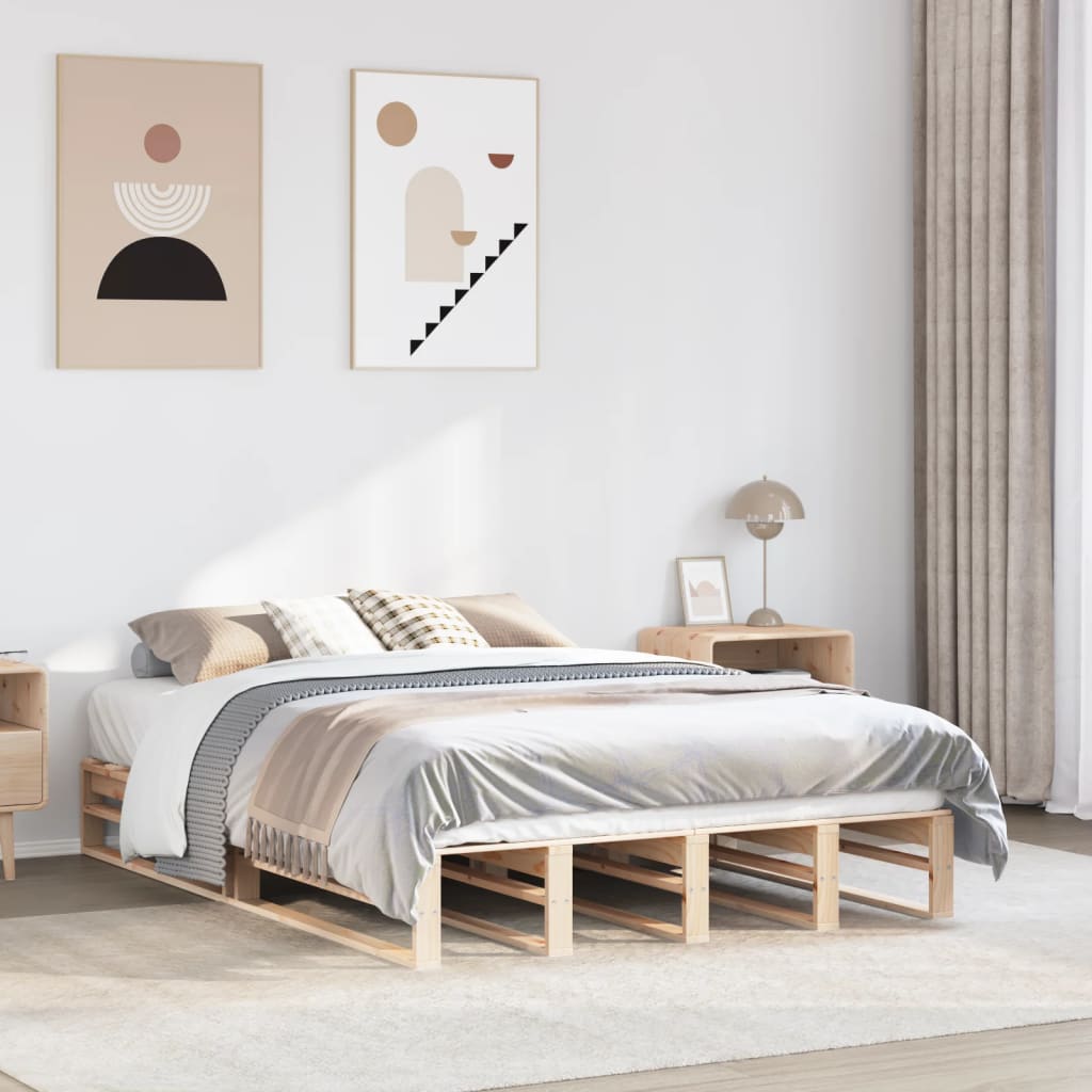 Bedframe zonder matras massief grenenhout 135x190 cm is nu te koop bij PeponiXL, paradijselijk wonen!