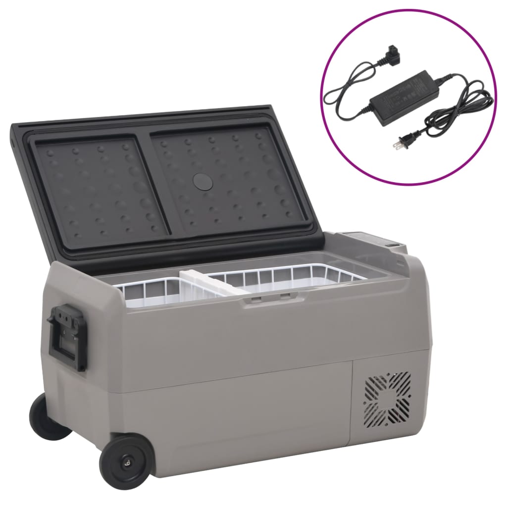 Koelbox met wielen en adapter 36 L PP en PE zwart en grijs is nu te koop bij PeponiXL, paradijselijk wonen!