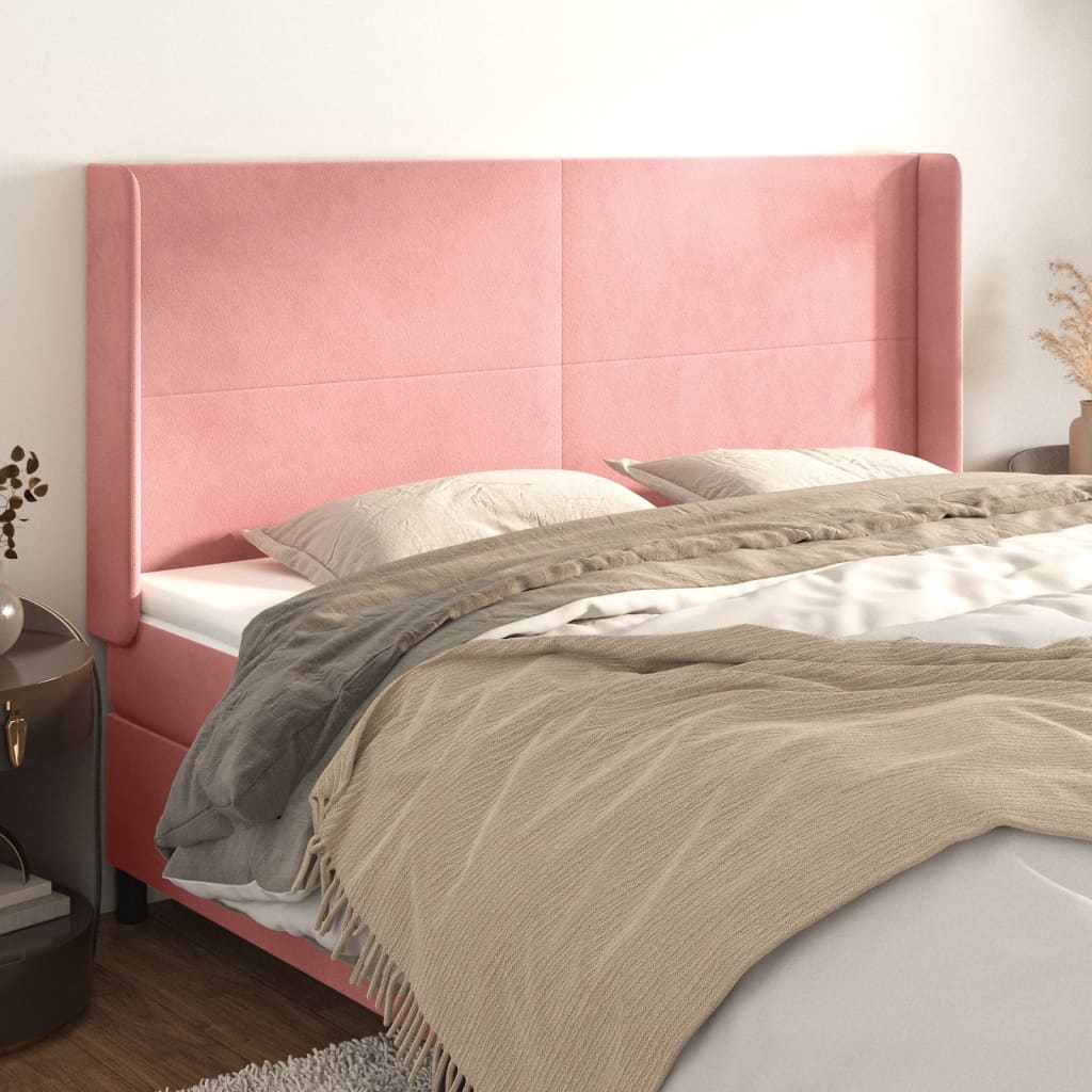 Hoofdbord met randen 183x16x118/128 cm fluweel roze is nu te koop bij PeponiXL, paradijselijk wonen!