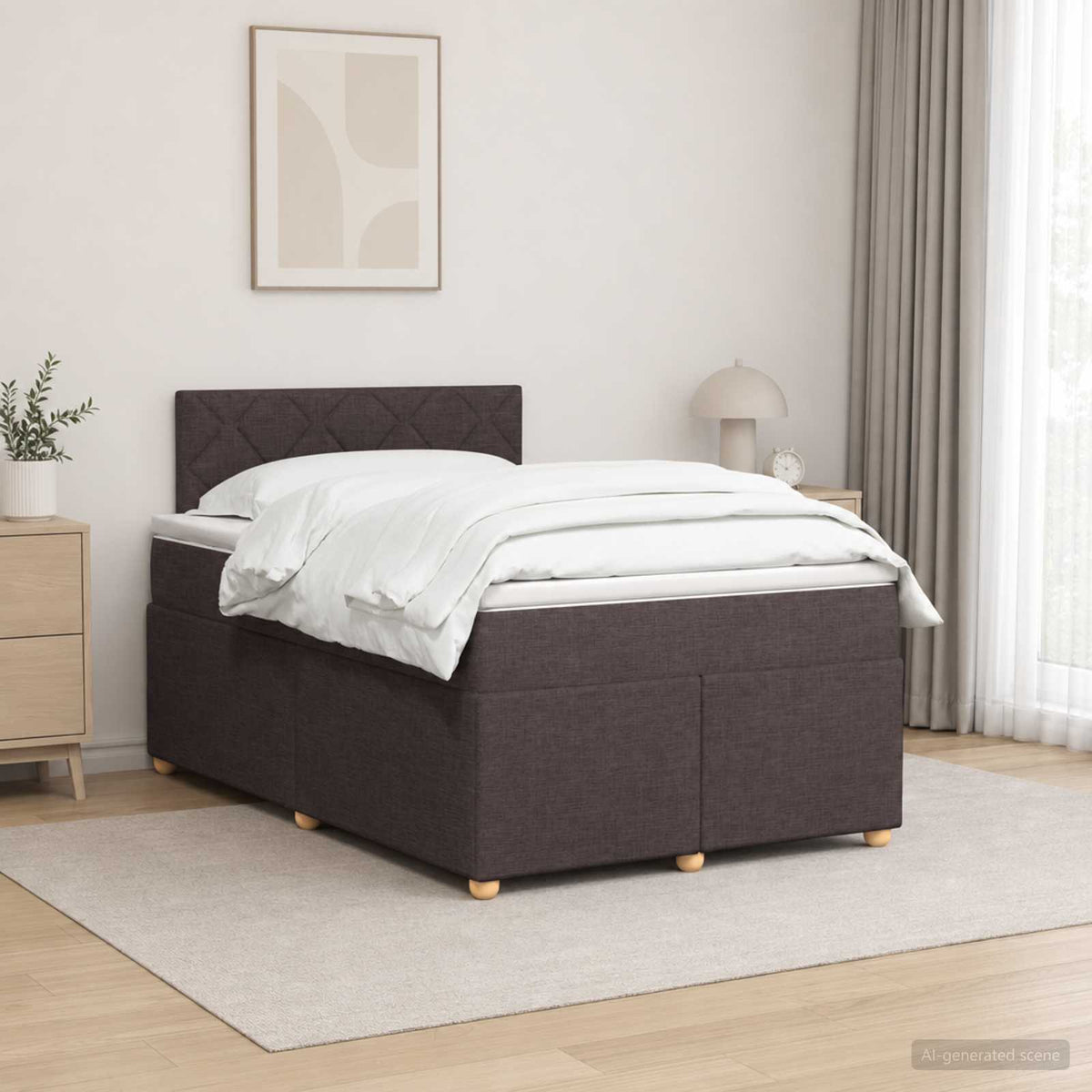 Boxspringbed met matras Donkerbruin 120 x 190 cm Stof is nu te koop bij PeponiXL, paradijselijk wonen!