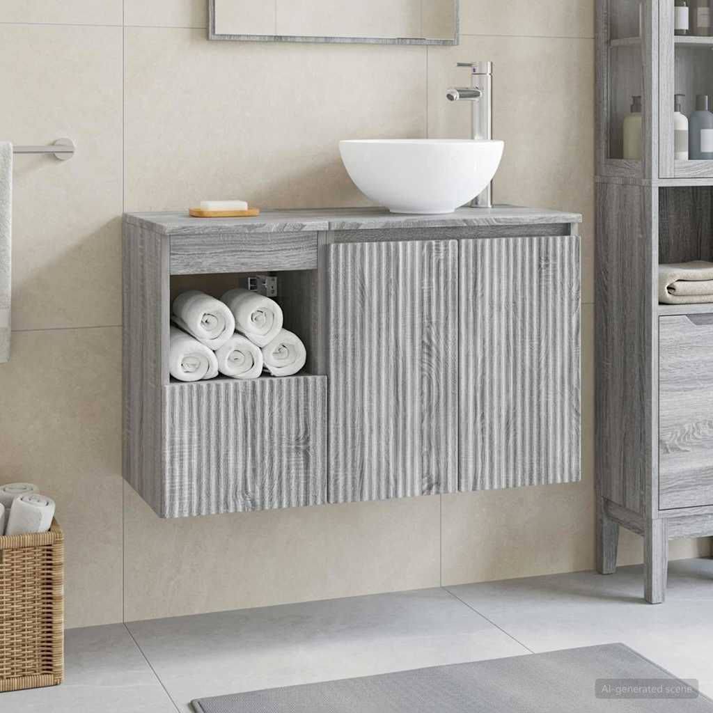 Badkamermeubelset 2 st Grijs Sonoma Bewerkt hout is nu te koop bij PeponiXL, paradijselijk wonen!