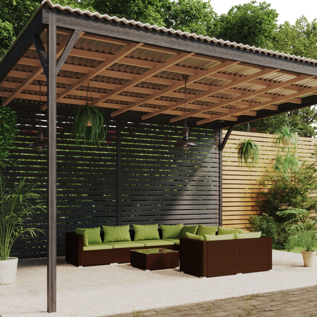 9-delige Loungeset met kussens poly rattan bruin is nu te koop bij PeponiXL, paradijselijk wonen!
