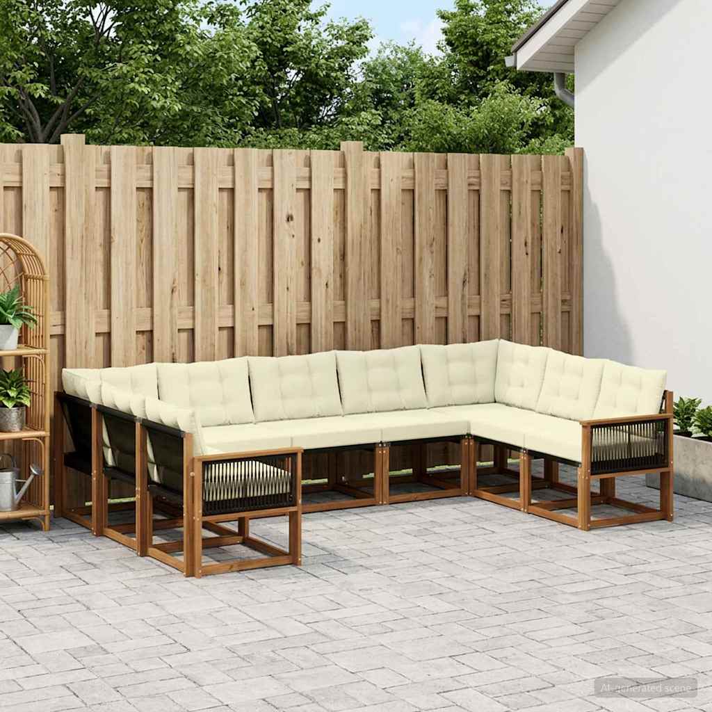 Buiten bankenset met kussen 9 pcs Natuurlijk en Crème is nu te koop bij PeponiXL, paradijselijk wonen!