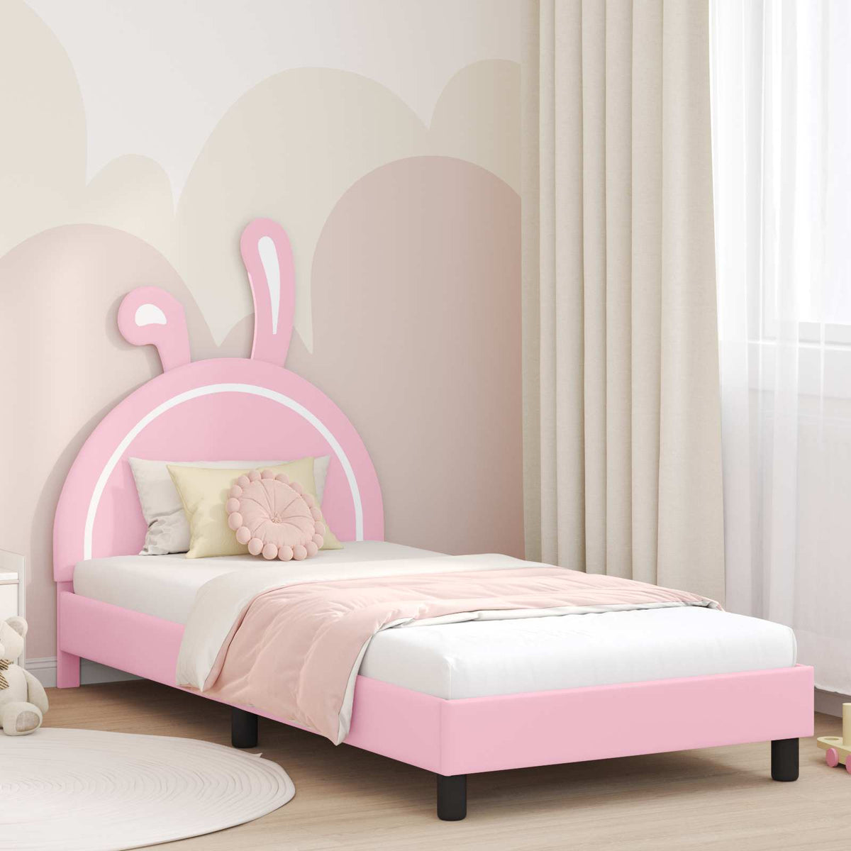Bedframe voor kinderen met hoofdbord Roze 80 x 200 cm PU is nu te koop bij PeponiXL, paradijselijk wonen!