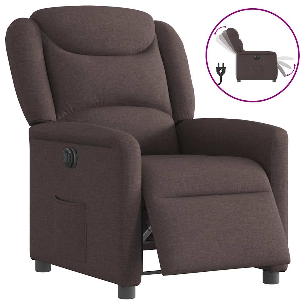 Fauteuil verstelbaar elektrisch stof donkerbruin is nu te koop bij PeponiXL, paradijselijk wonen!