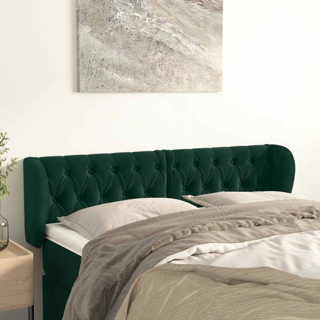 Hoofdbord met randen 163x23x78/88 cm fluweel donkergroen is nu te koop bij PeponiXL, paradijselijk wonen!