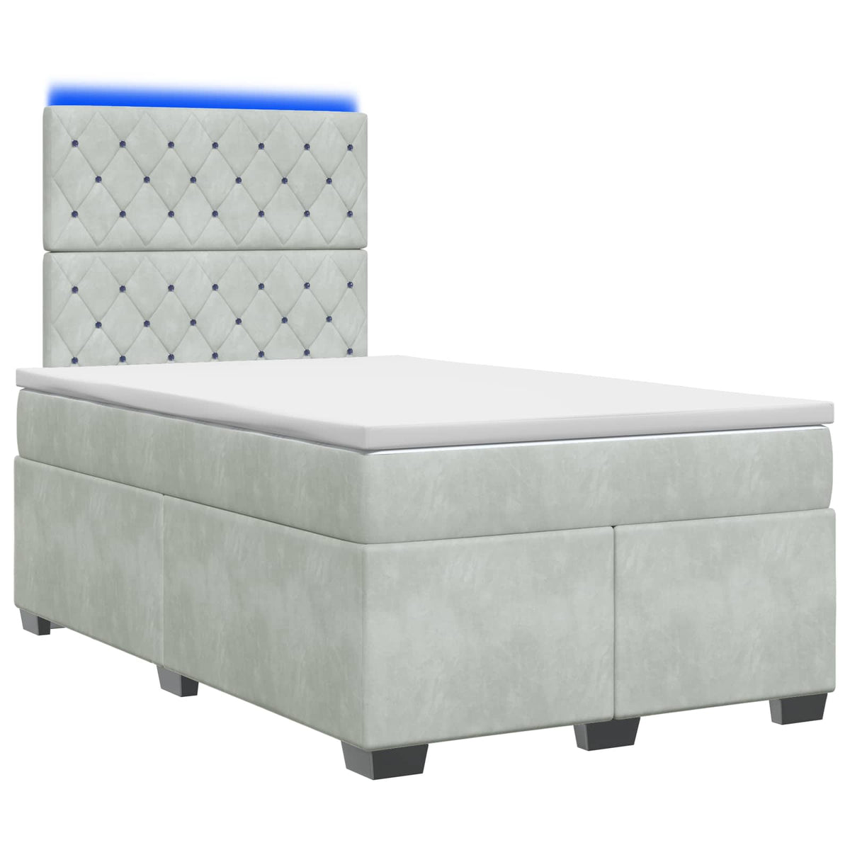 Boxspringbed met matras Lichtgrijs 120 x 200 cm Fluweel is nu te koop bij PeponiXL, paradijselijk wonen!