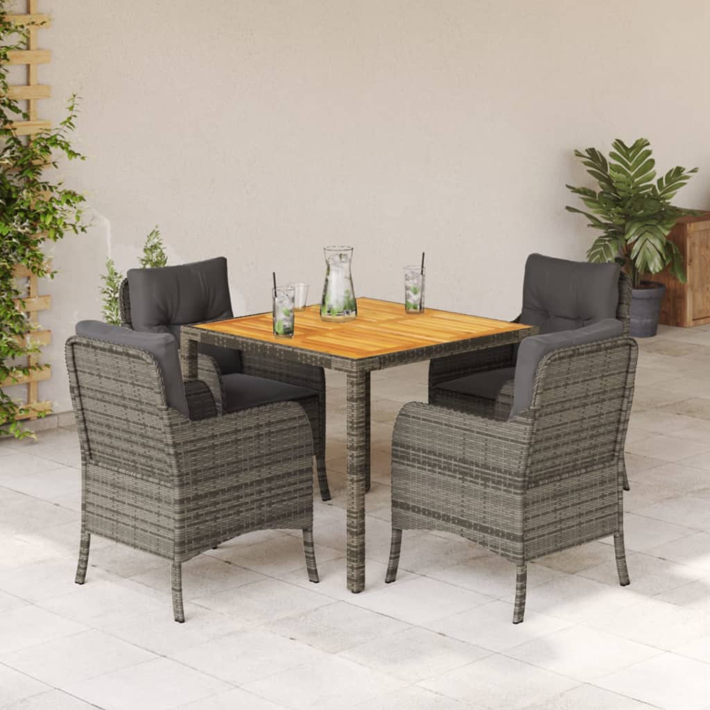 5-delige Tuinset met kussens poly rattan grijs is nu te koop bij PeponiXL, paradijselijk wonen!