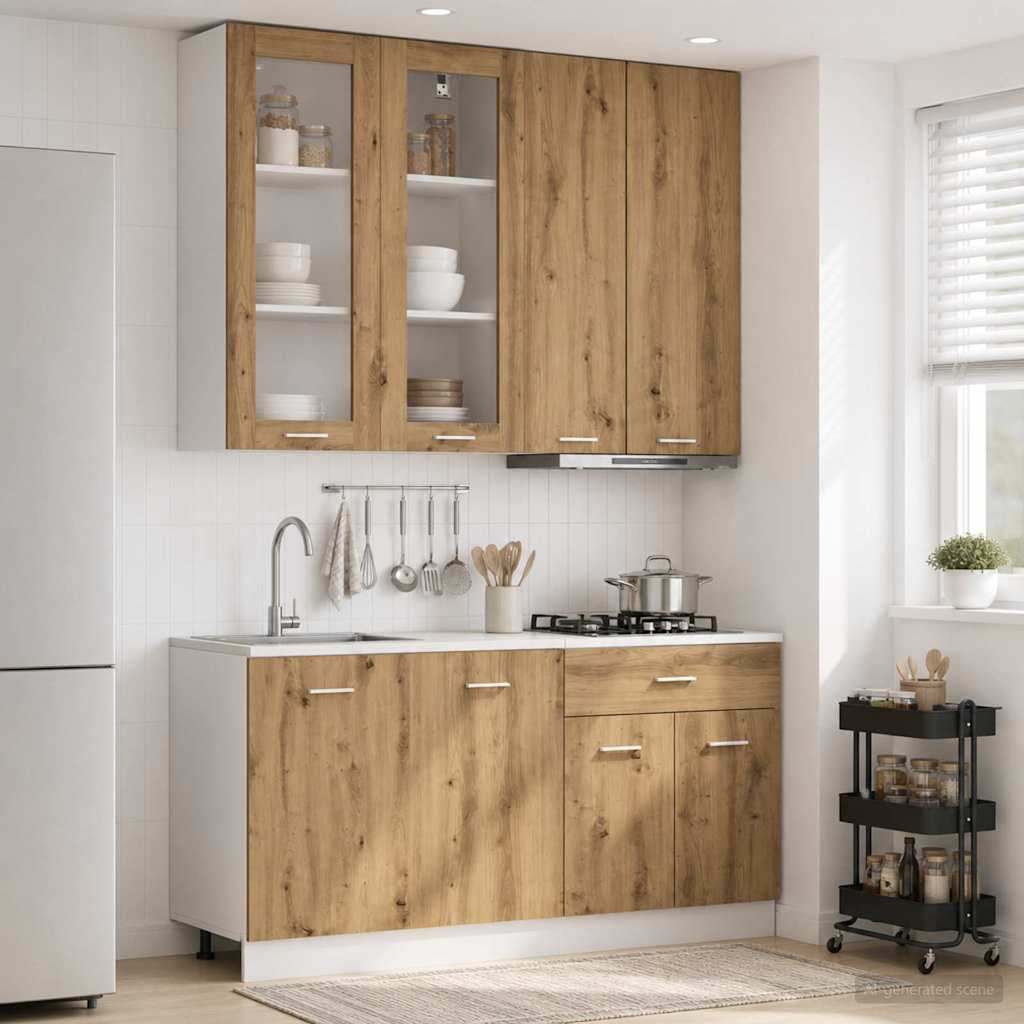 Keukenblok LYON 4 pcs Artisanaal eiken Bewerkt hout is nu te koop bij PeponiXL, paradijselijk wonen!