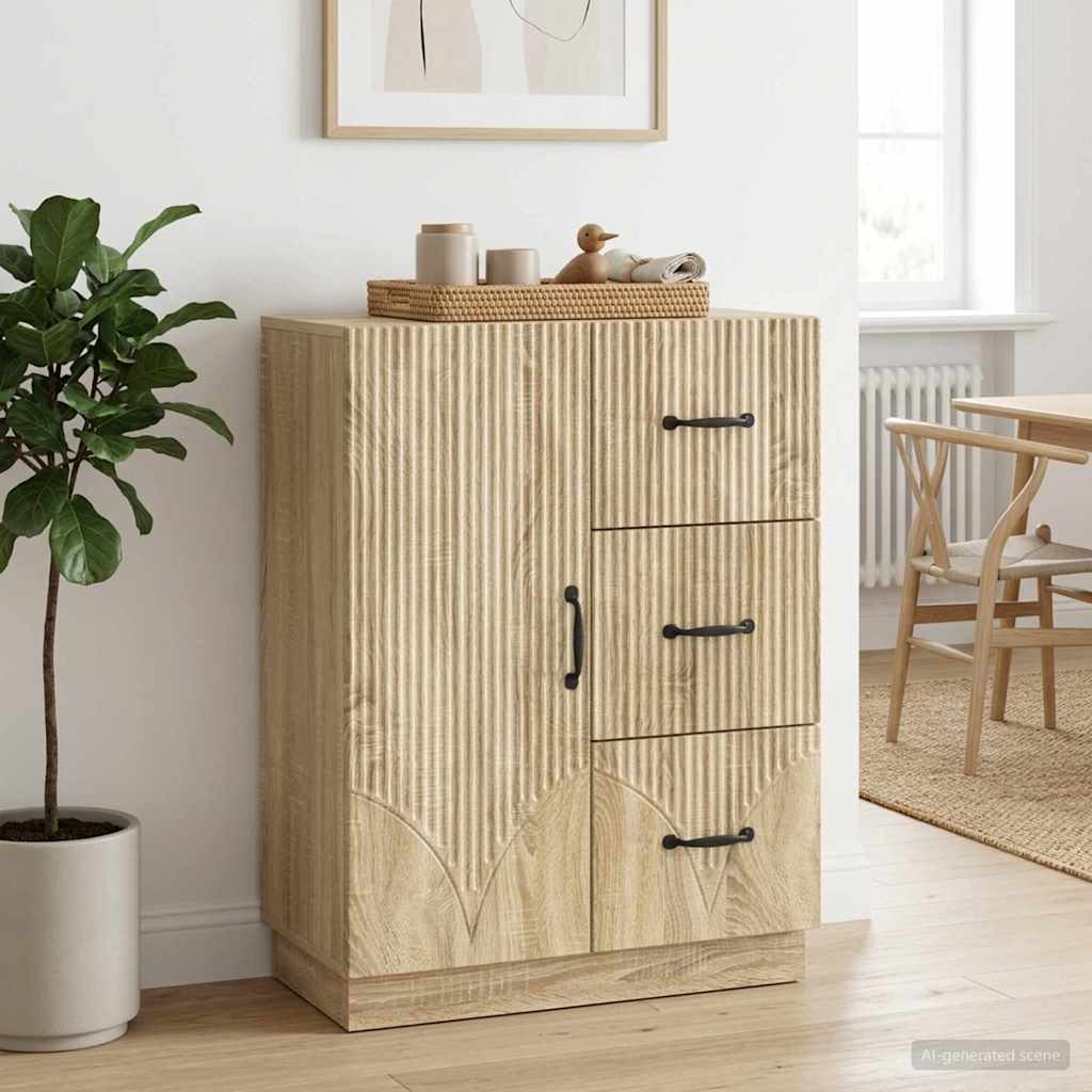 Dressoir met lade Sonoma Eiken 66 x 34,5 x 87 cm Bewerkt hout is nu te koop bij PeponiXL, paradijselijk wonen!