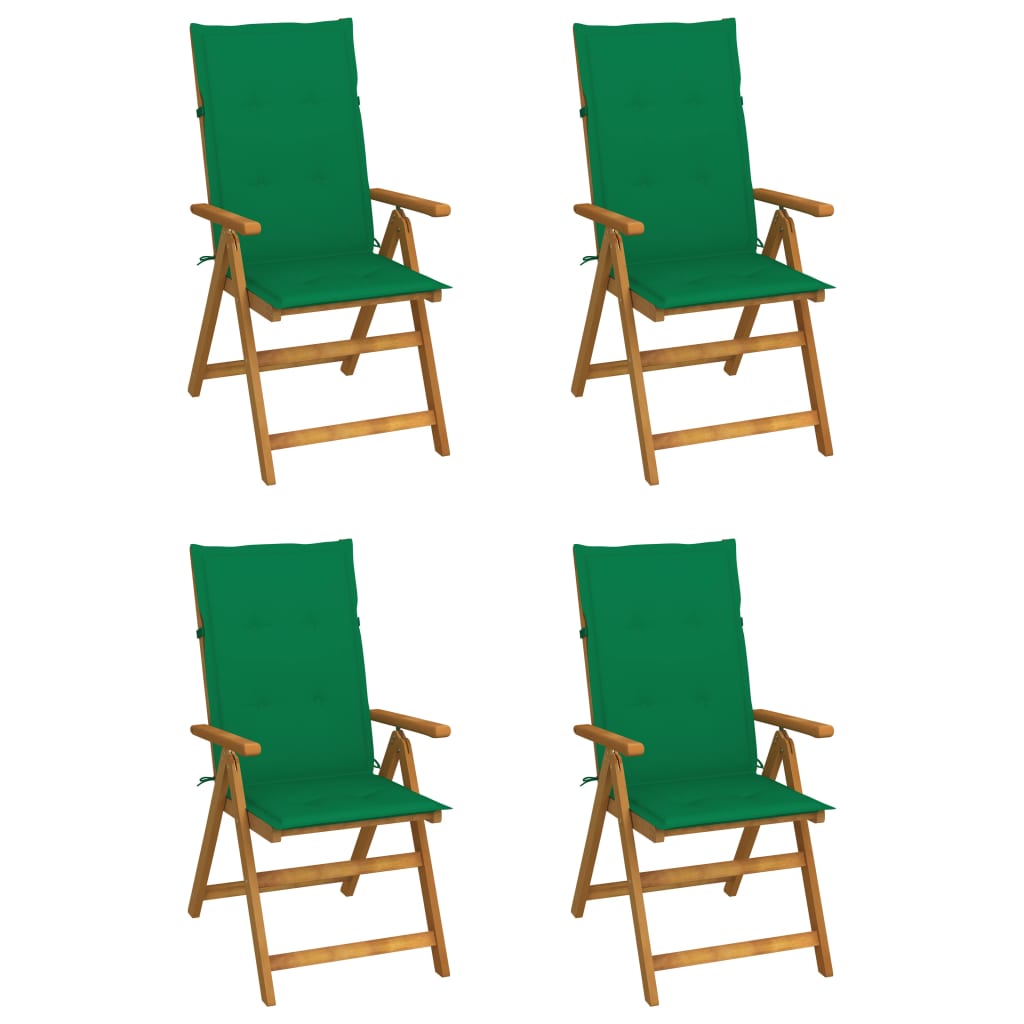 Tuinstoelen 4 st verstelbaar met kussens massief acaciahout is nu te koop bij PeponiXL, paradijselijk wonen!