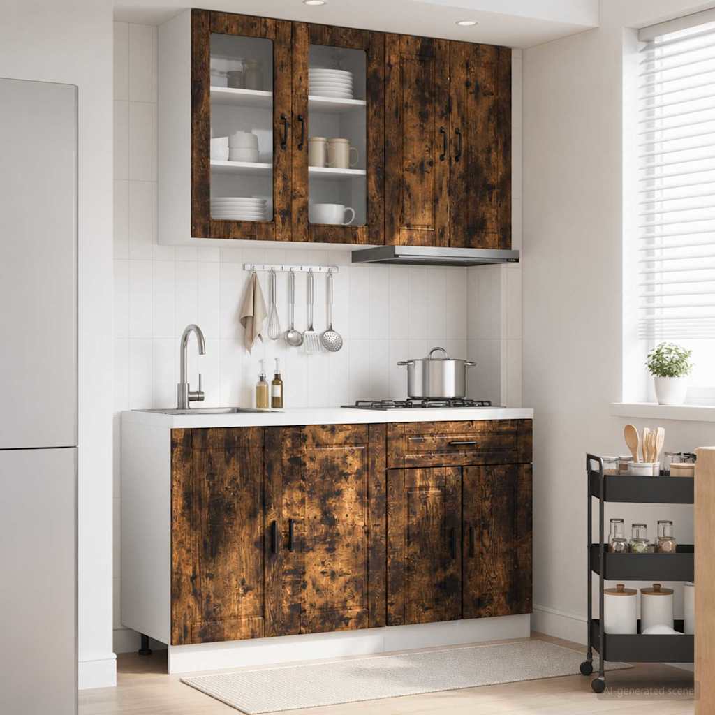 Keukenblok PORTO 4 pcs Gerookt eiken Bewerkt hout is nu te koop bij PeponiXL, paradijselijk wonen!