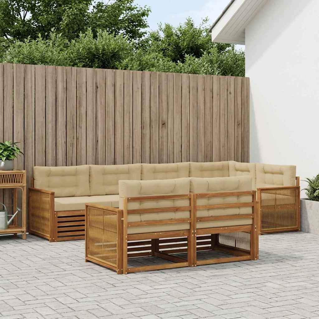 Buiten bankenset met kussen 7 pcs Natuurlijk en Beige is nu te koop bij PeponiXL, paradijselijk wonen!