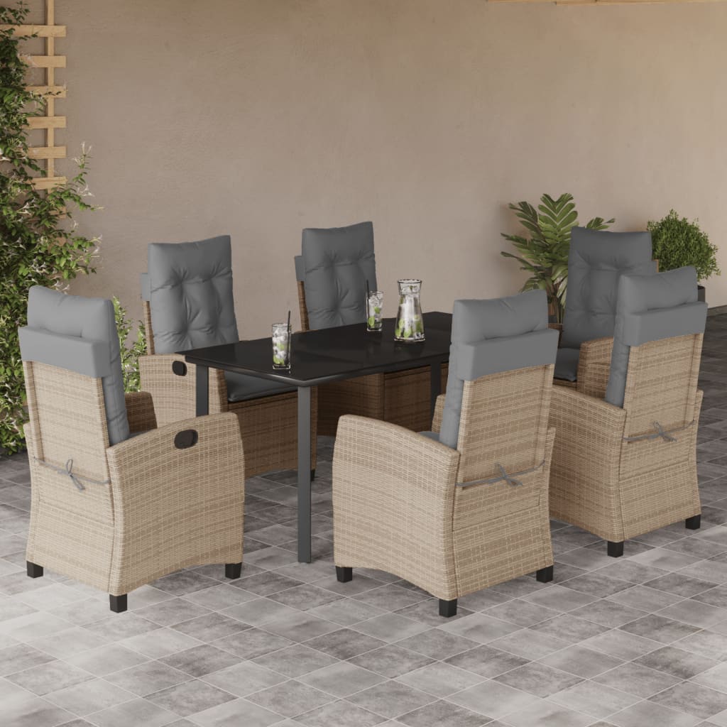 7-delige Tuinset met kussens poly rattan gemengd beige is nu te koop bij PeponiXL, paradijselijk wonen!