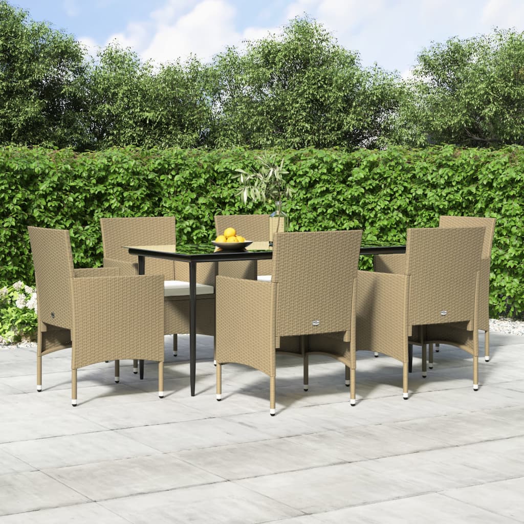 7-delige Tuinset met kussens beige en zwart is nu te koop bij PeponiXL, paradijselijk wonen!