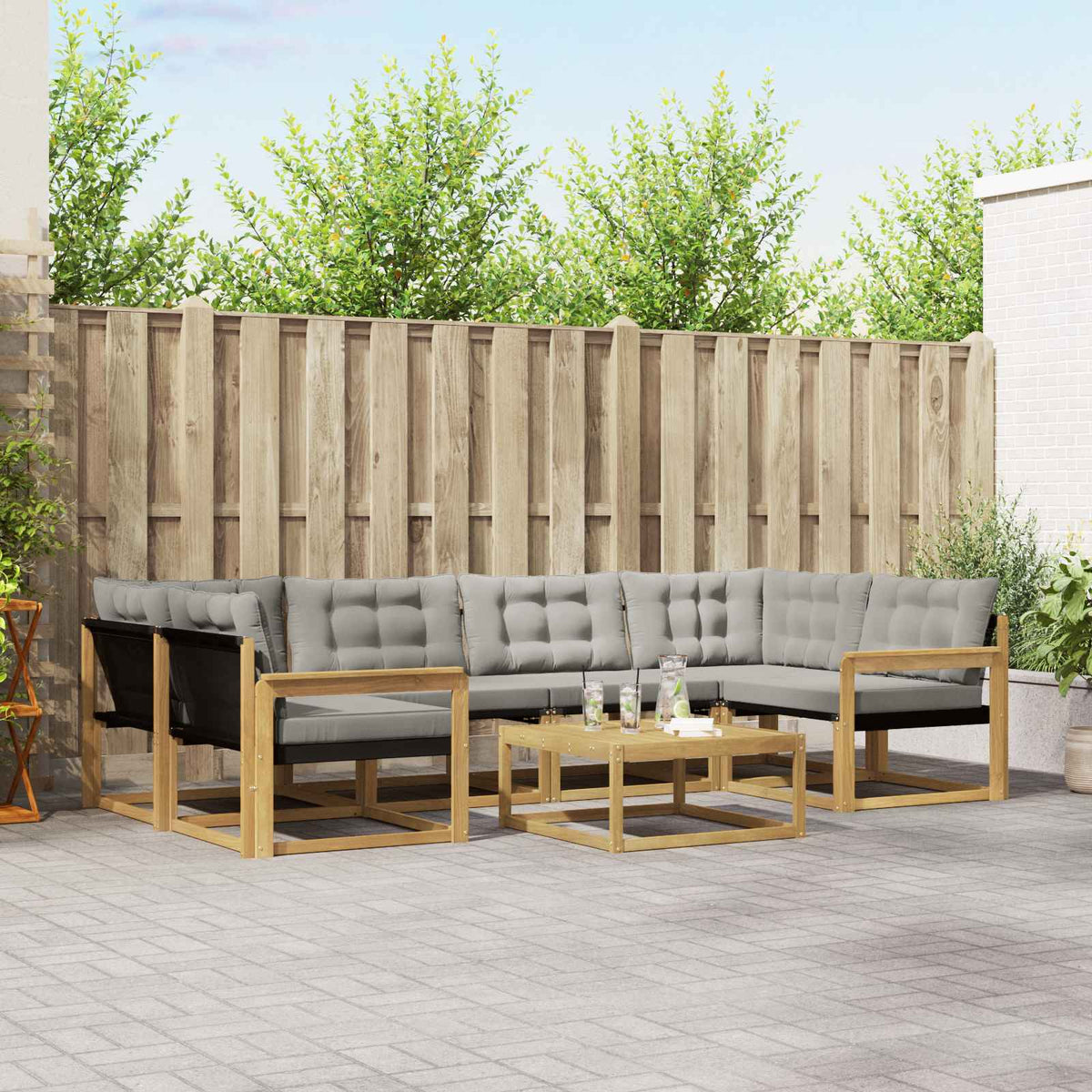 Buiten bankenset 7 pcs Wit en Lichtgrijs 79 x 79 x 37 cm is nu te koop bij PeponiXL, paradijselijk wonen!