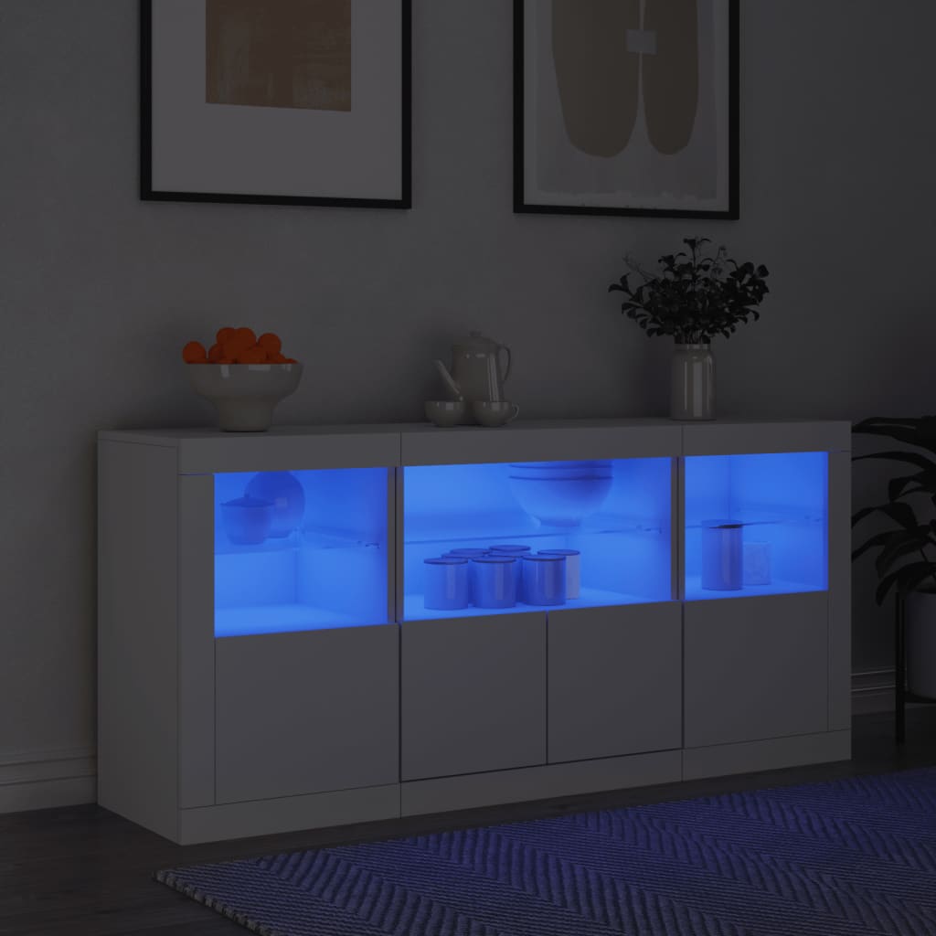 Dressoir met LED-verlichting 142,5x37x67 cm wit is nu te koop bij PeponiXL, paradijselijk wonen!