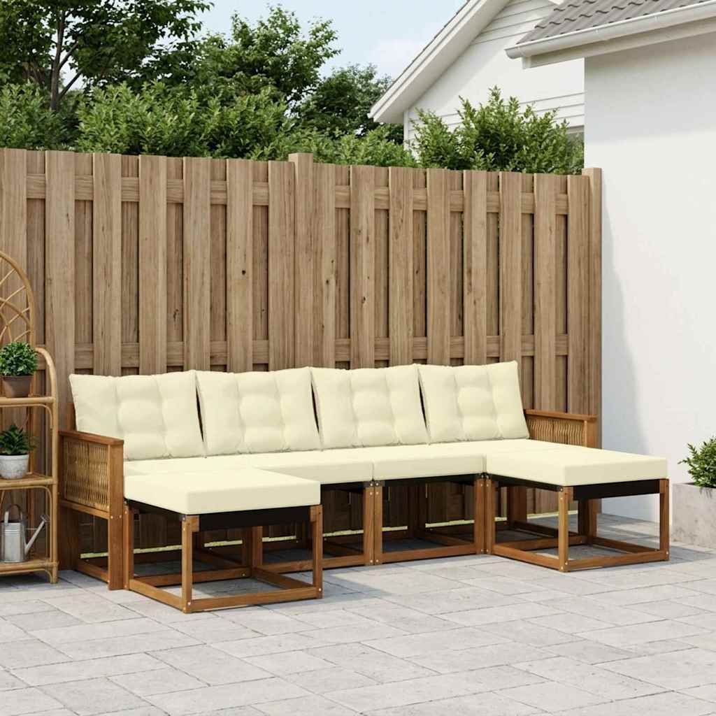 Buiten bankenset met kussen 6 pcs Natuurlijk en Crème is nu te koop bij PeponiXL, paradijselijk wonen!